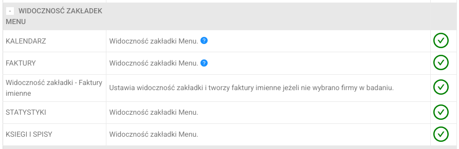 DeOrzecznik Ustaw widocznosc zakladek menu programu dla medycyny pracy