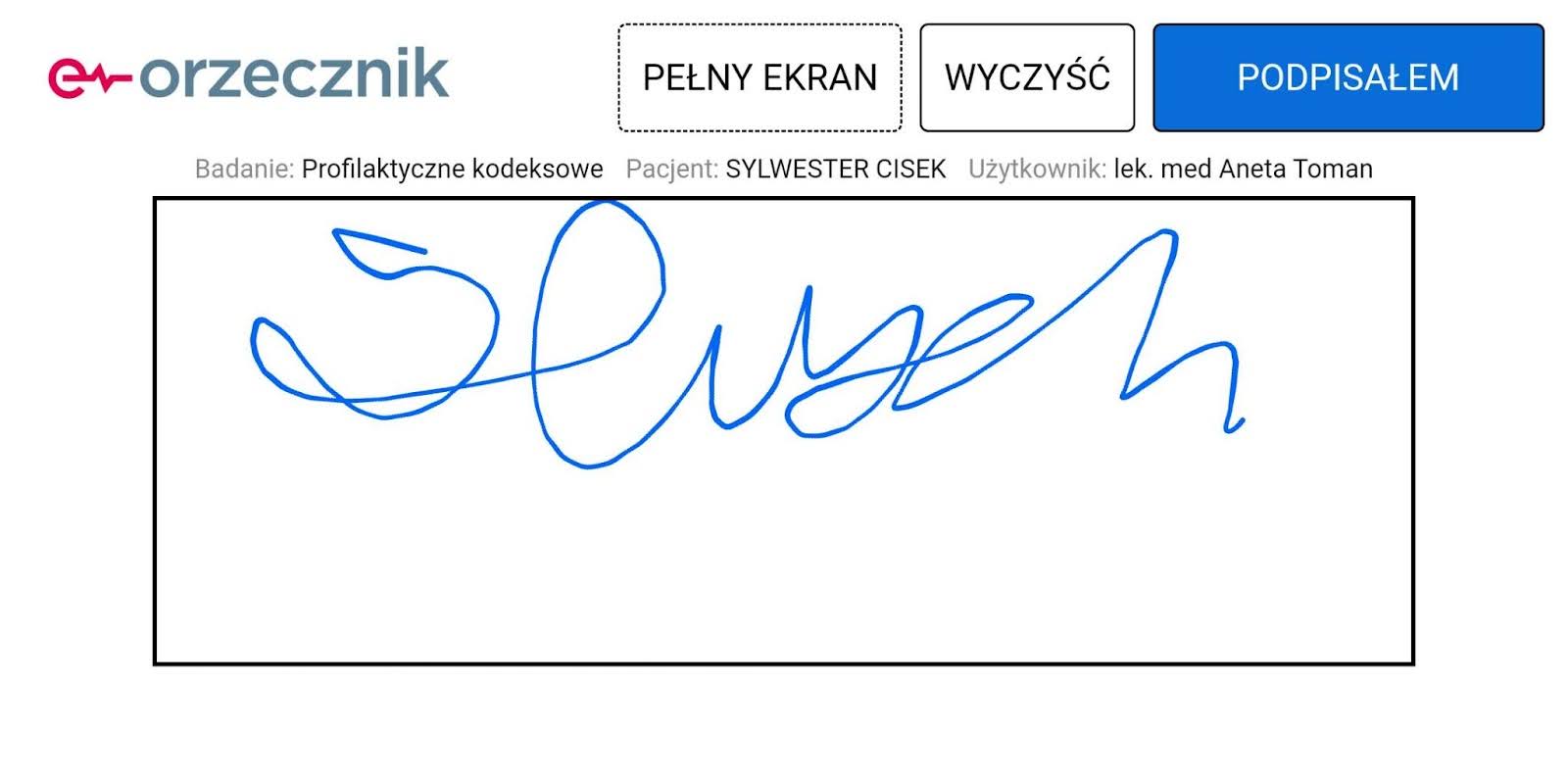 eOrzecznik Dane lekarza medycyny pracy dane pacjenta oraz rodzaj podpisywanego dokumentu medycyny pracy